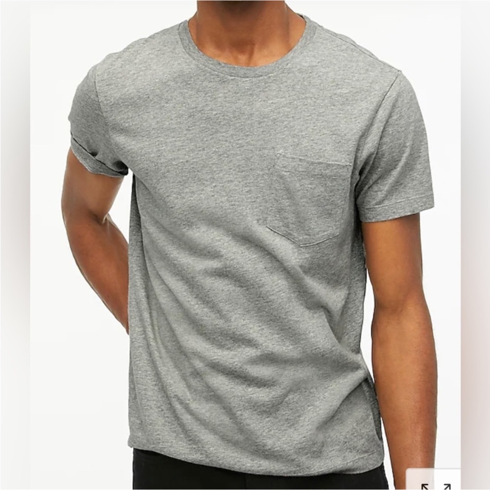 NWT JCrew Slim Wash Jersey Grey Pocket Tee Sz L hole from sensor sew or patch